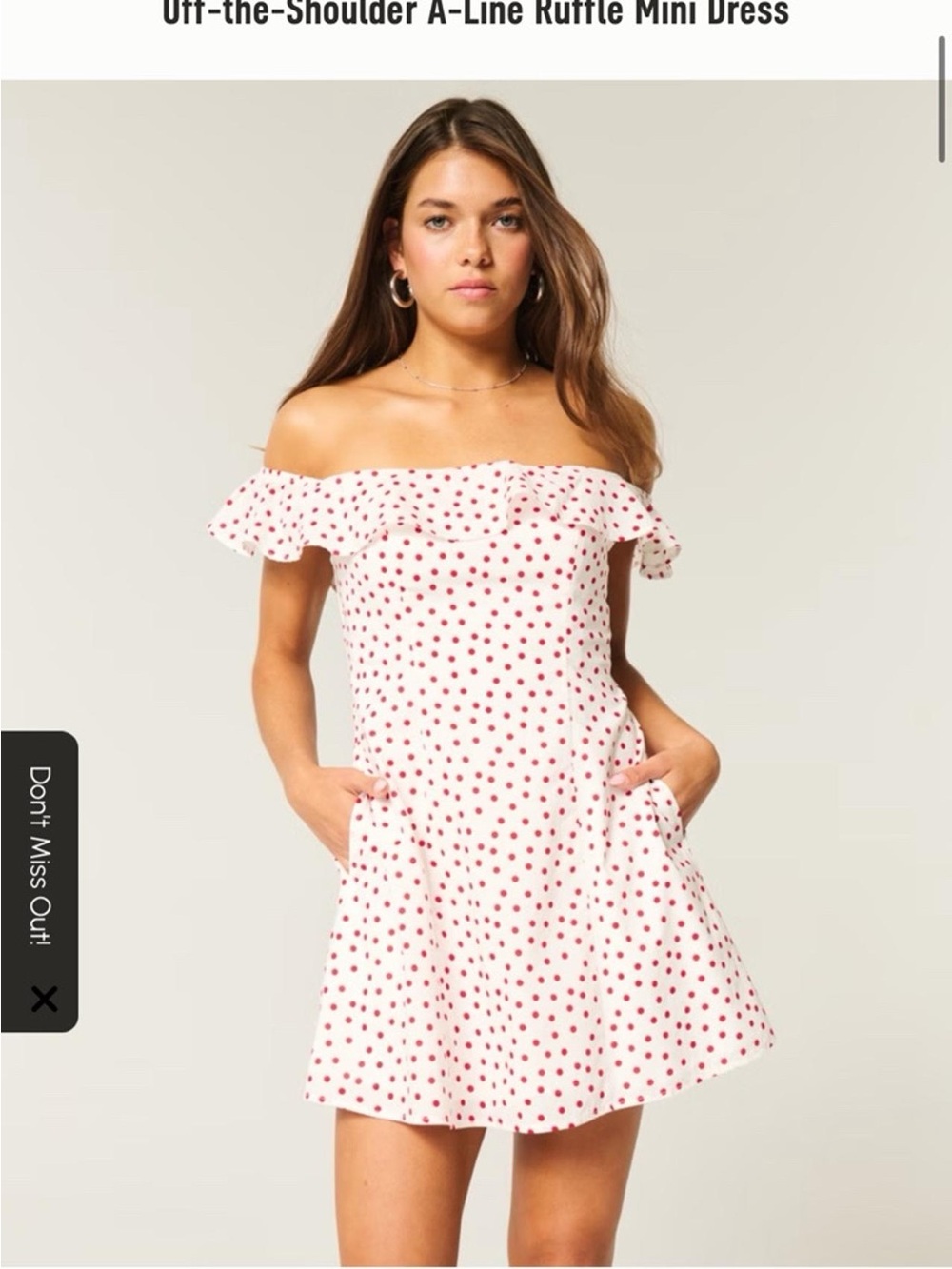 NWT Hollister White Off-Shoulder Mini Dress with Red Polka Dots